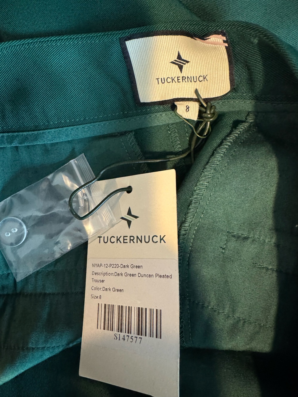Tuckernuck Dark Green Pleated Duncan Trouser - Picture 6 of 6